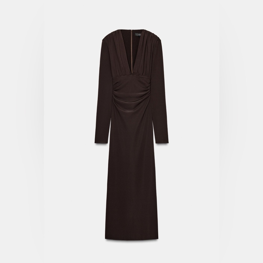Zara Chocolate Long Sleeve Dress